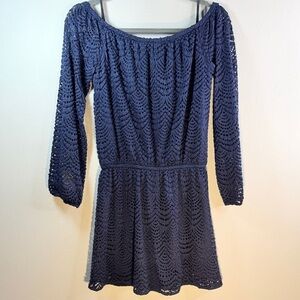 Lilly Pulitzer Navy Eyelet‎ Lace Crochet Dress Romper XS